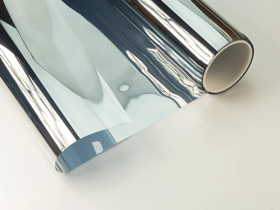 Silver one way window film Omg 20 installed on glass